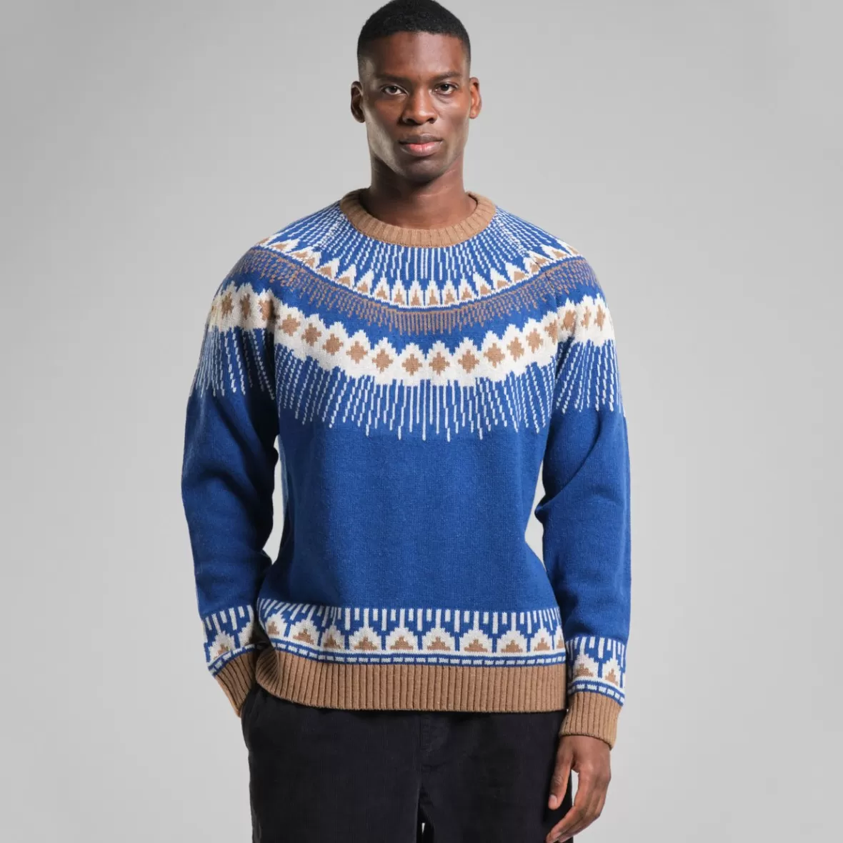 Knitwear | DEDICATED Sweater Malung Fair Isle Royal Blue