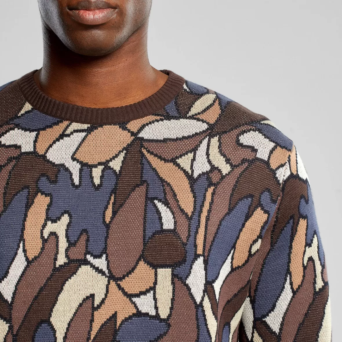 Knitwear | DEDICATED Sweater Mora Forest Leaves Coffee Brown