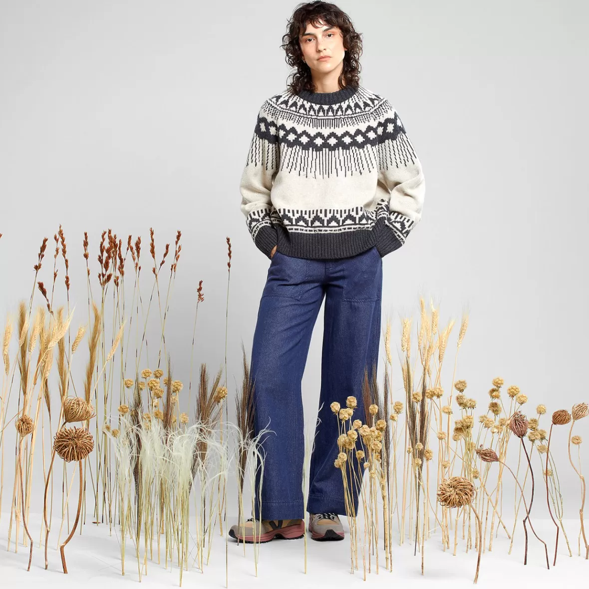 Knitwear | DEDICATED Sweater Senja Fair Isle Pearl White