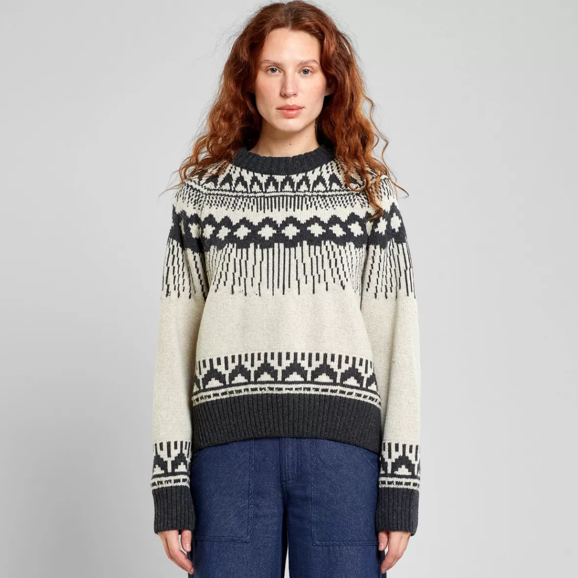 Knitwear | DEDICATED Sweater Senja Fair Isle Pearl White