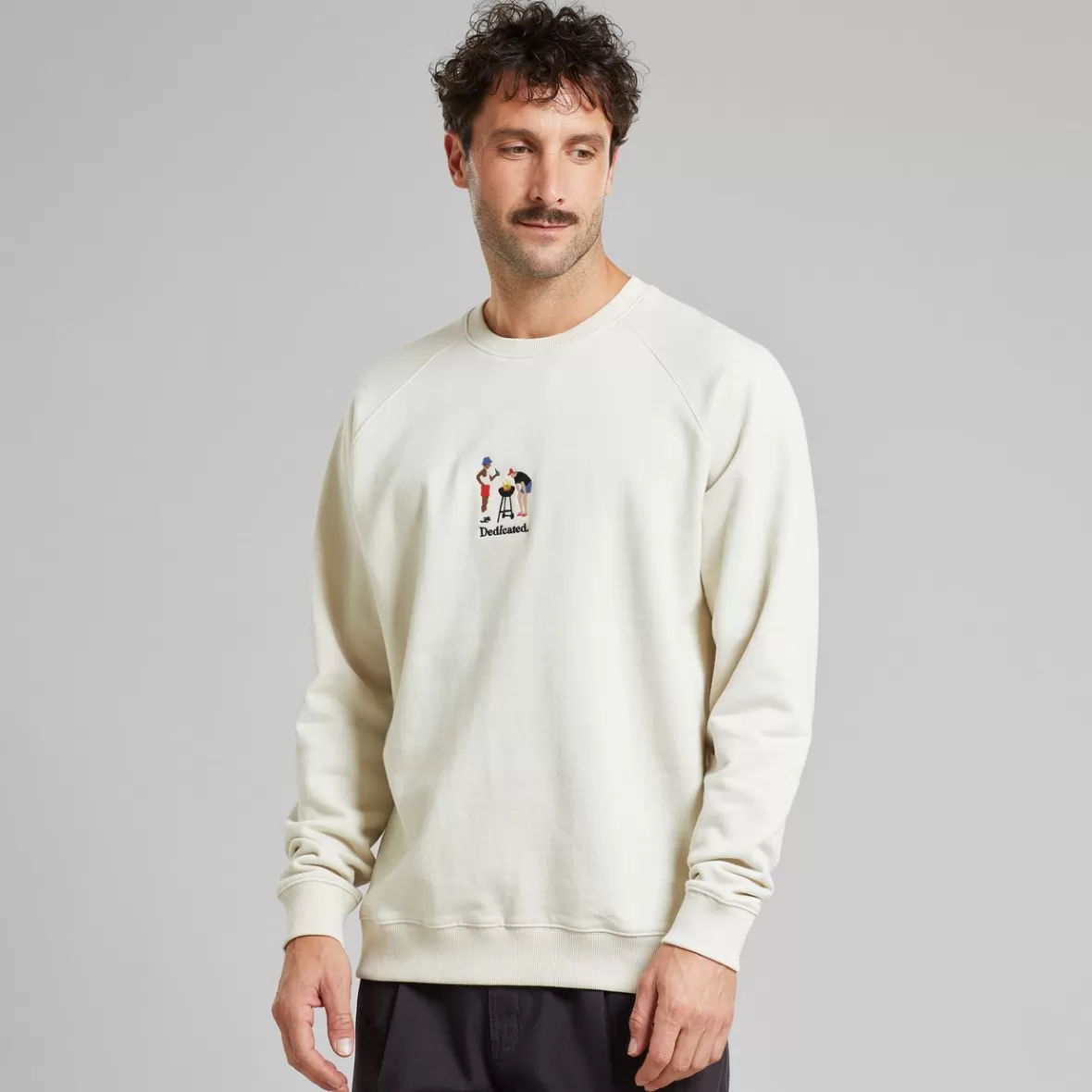 Sweats | DEDICATED Sweatshirt Malmoe BBQ Emb Oat White