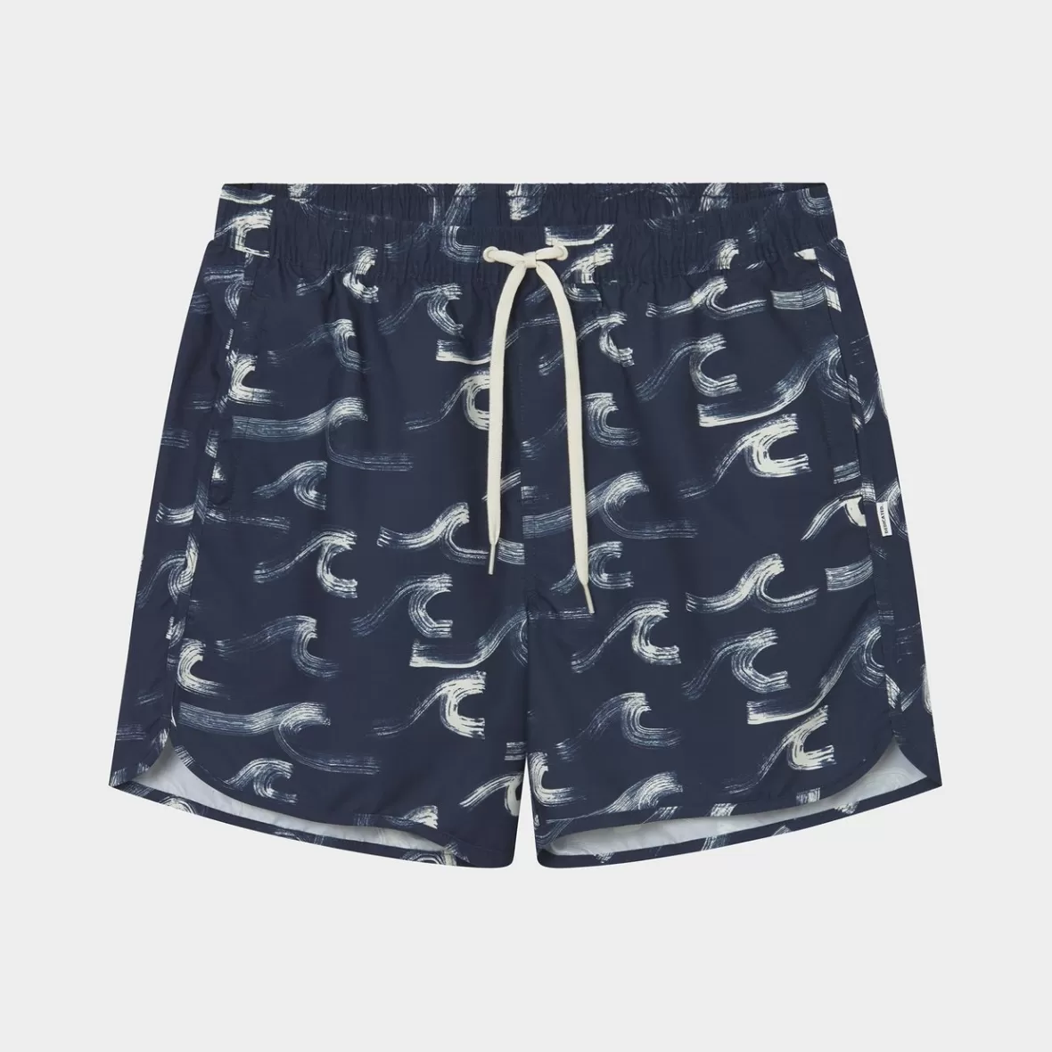 Swimwear | DEDICATED Swim Shorts Sandhamn Brushed Waves Navy