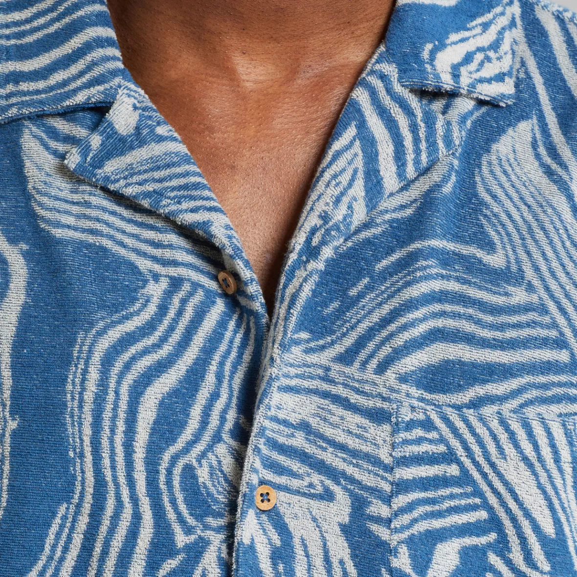 Shirts | Swimwear | DEDICATED Terry Shirt Marstrand Clay Swirl Blue