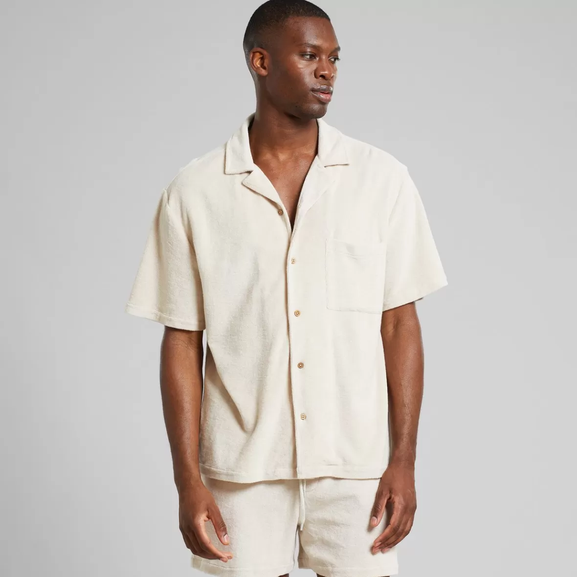 Shirts | Swimwear | DEDICATED Terry Shirt Marstrand Oat White