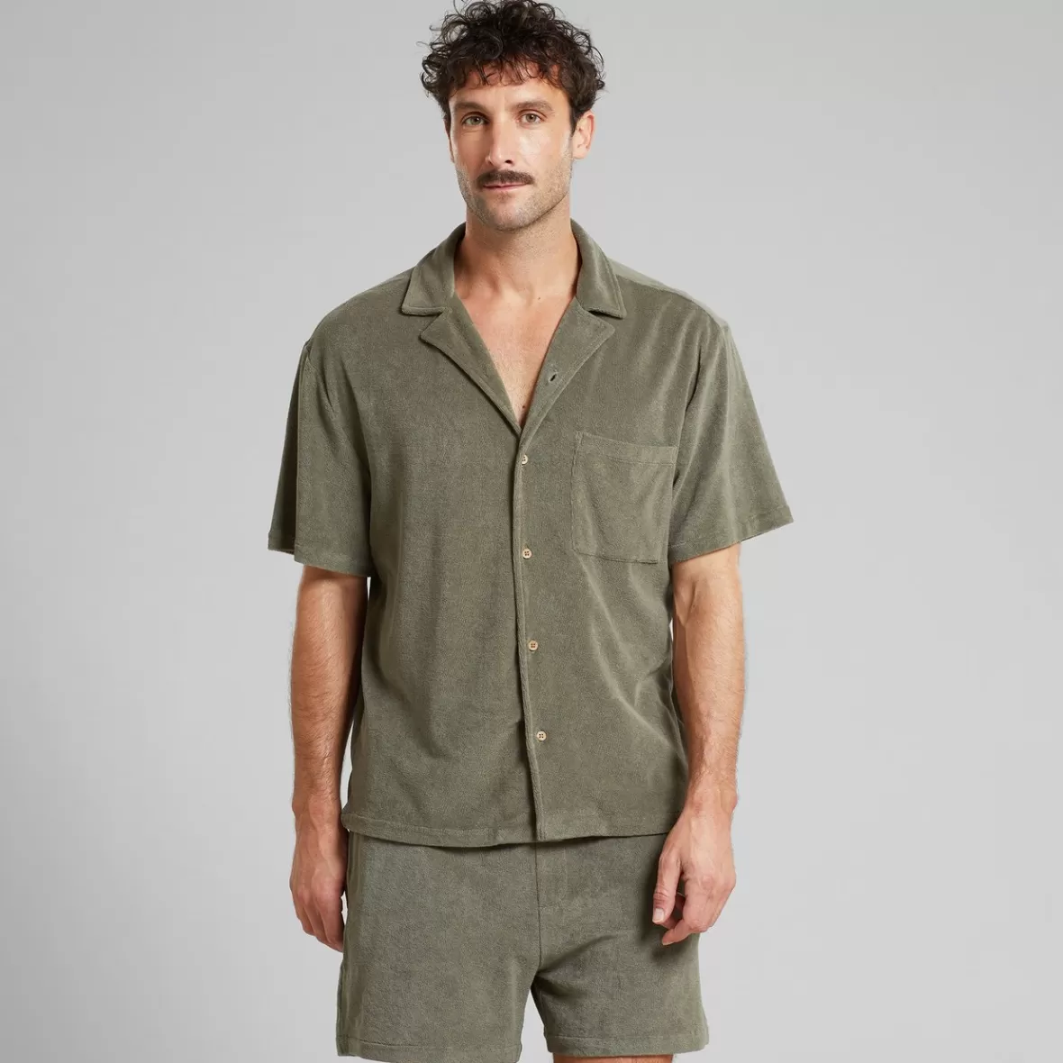 Shirts | Swimwear | DEDICATED Terry Shirt Marstrand Vertiver Green