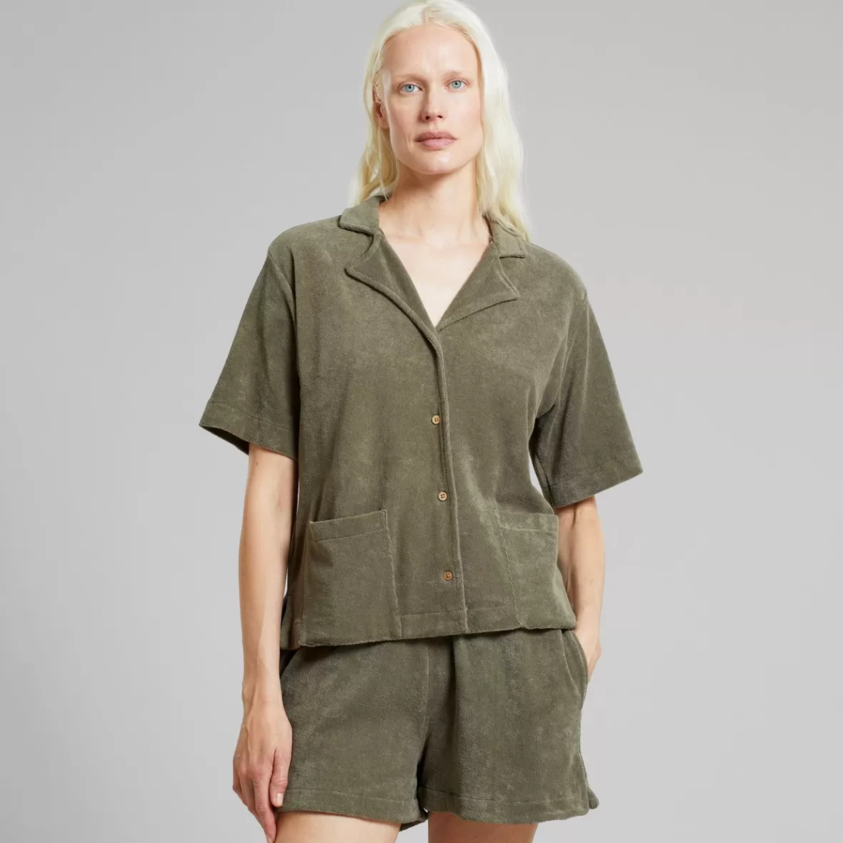 Shirts & Blouses | Swimwear | DEDICATED Terry Shirt Valje Vertiver Green