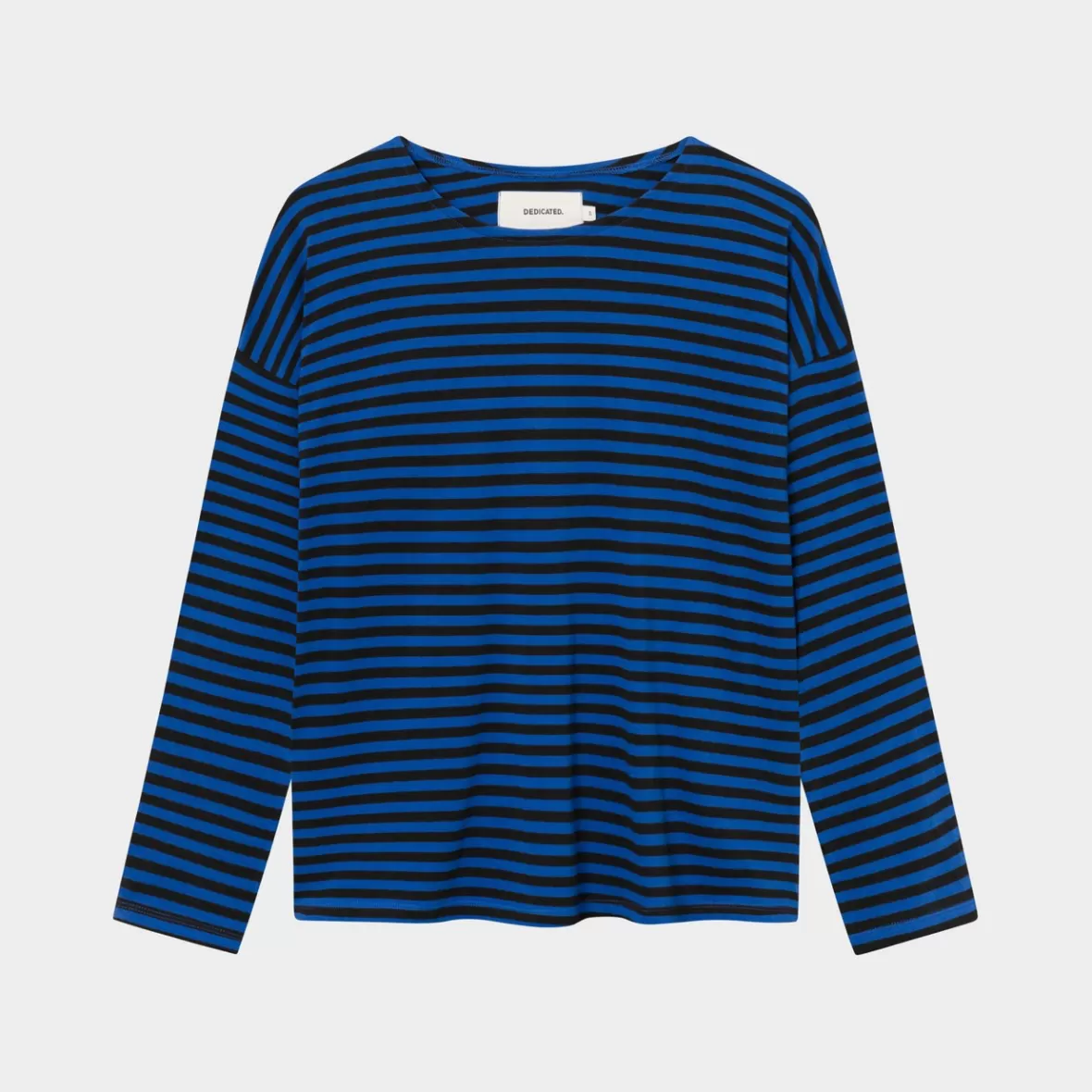 Tops | DEDICATED Top Humledal Stripes Black/Surf Blue