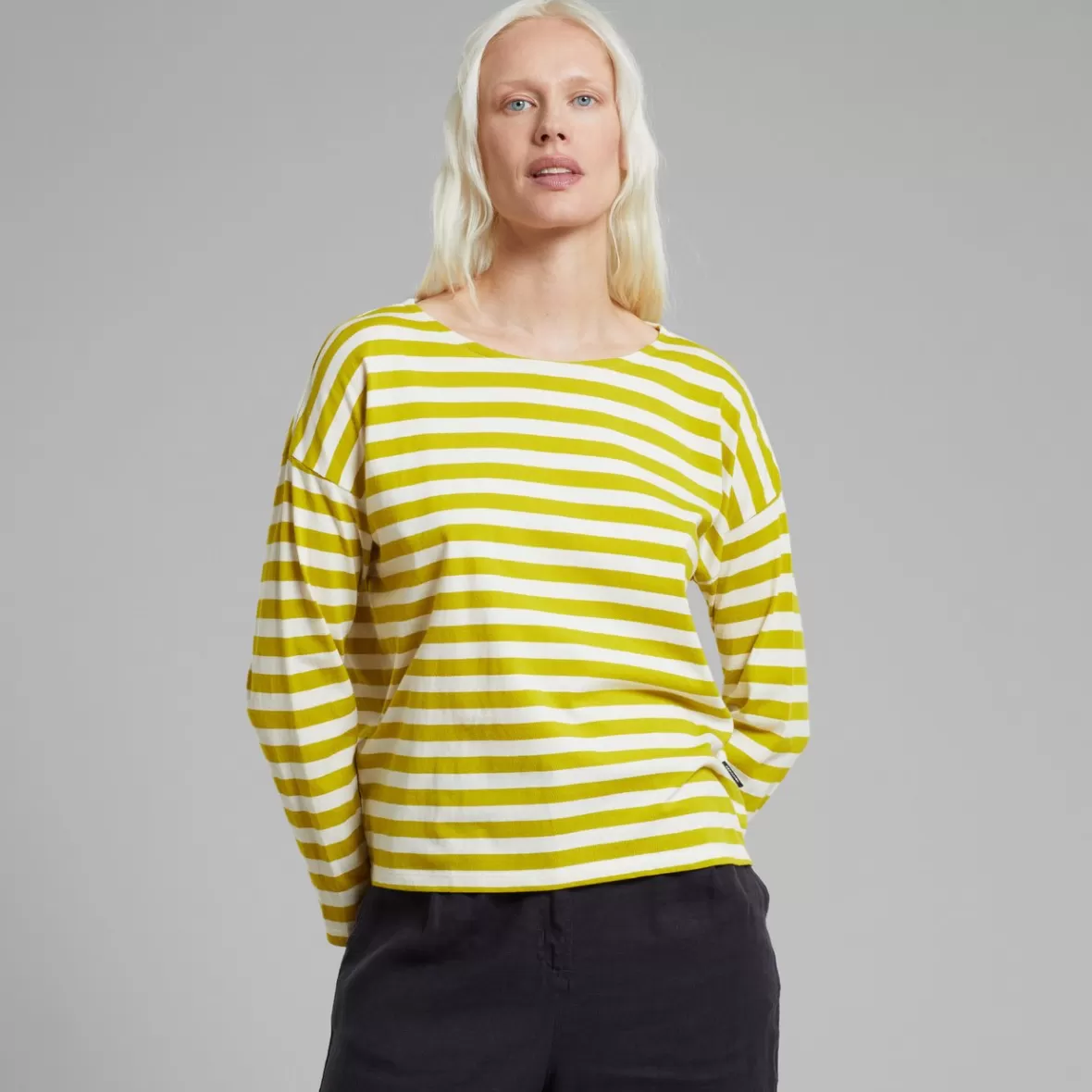 Tops | DEDICATED Top Humledal Stripes Citronelle Yellow