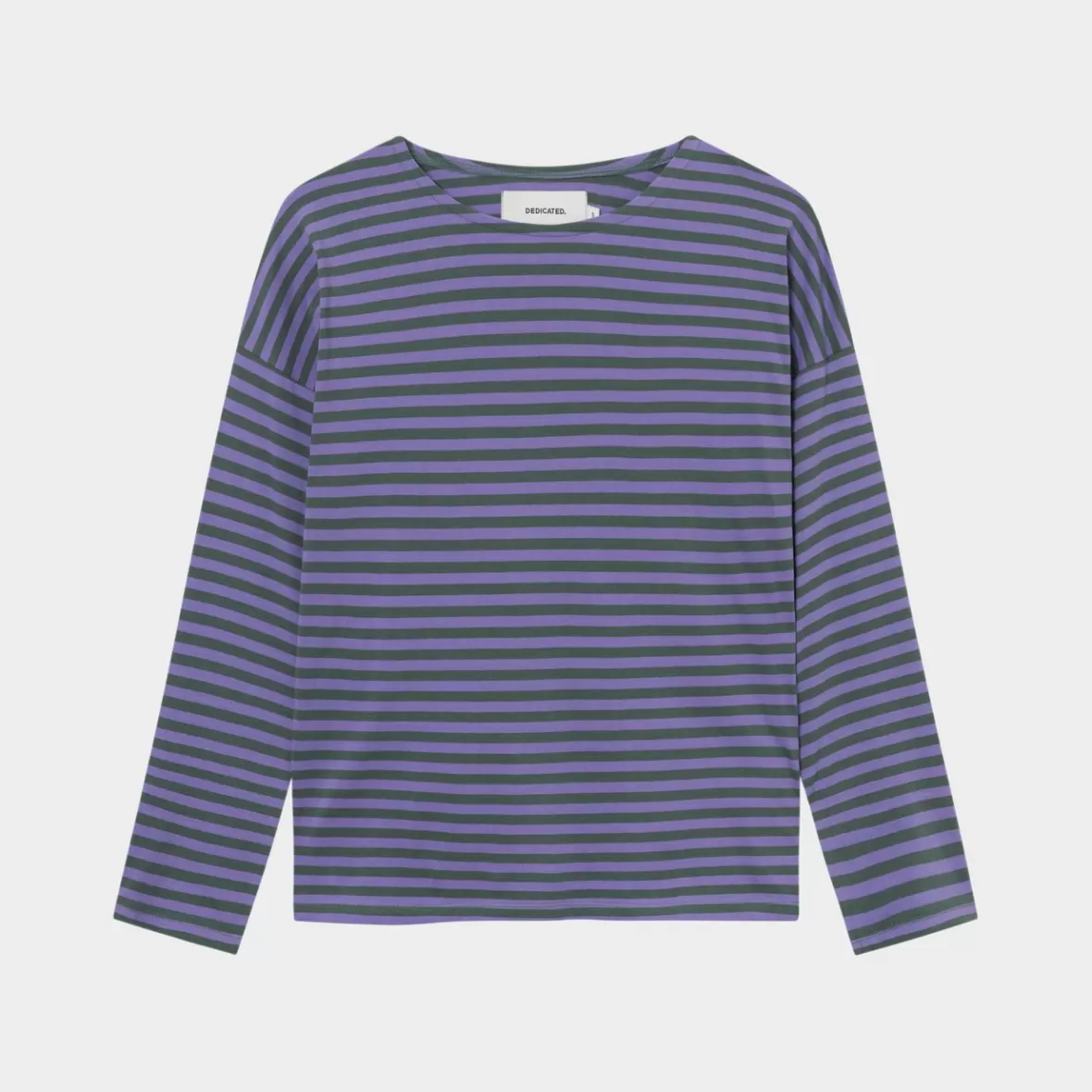 Tops | DEDICATED Top Humledal Stripes Forest Green/Paisley Purple