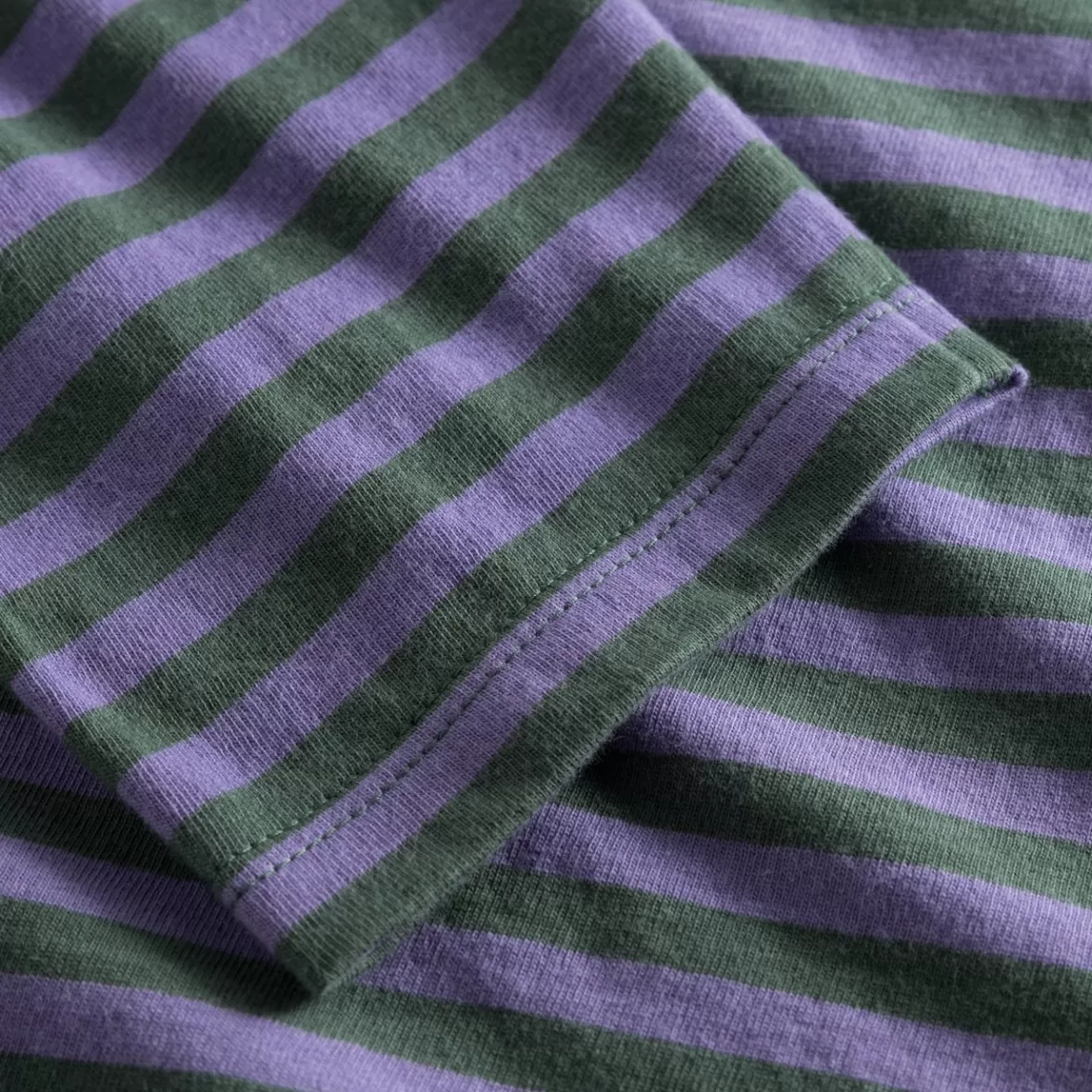 Tops | DEDICATED Top Humledal Stripes Forest Green/Paisley Purple