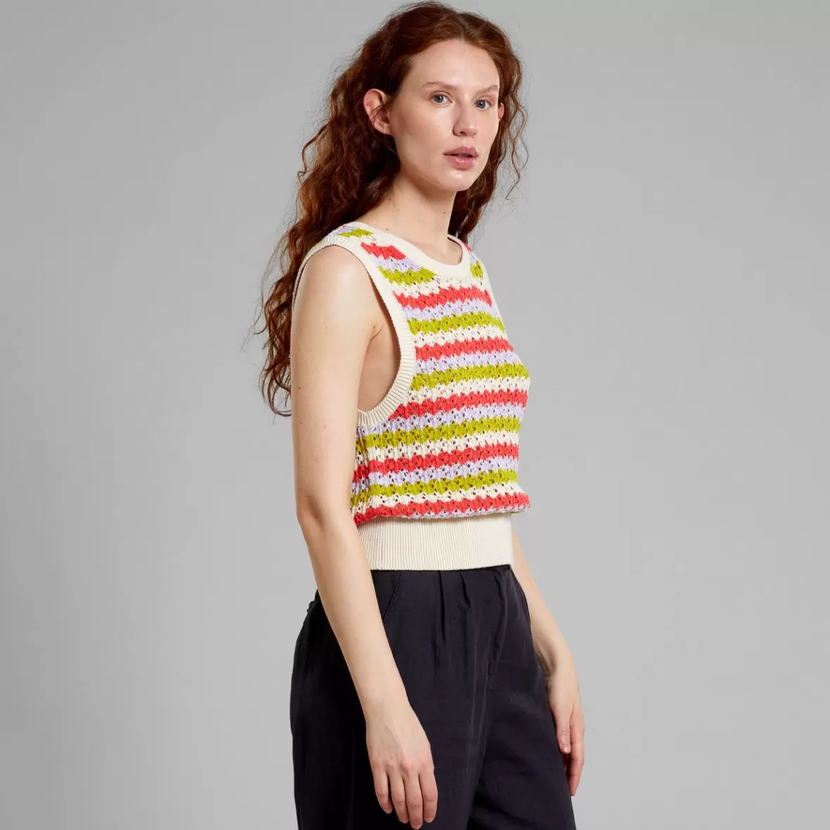 Tops | DEDICATED Top Oskarshamn Crochet Stripe Multi Color