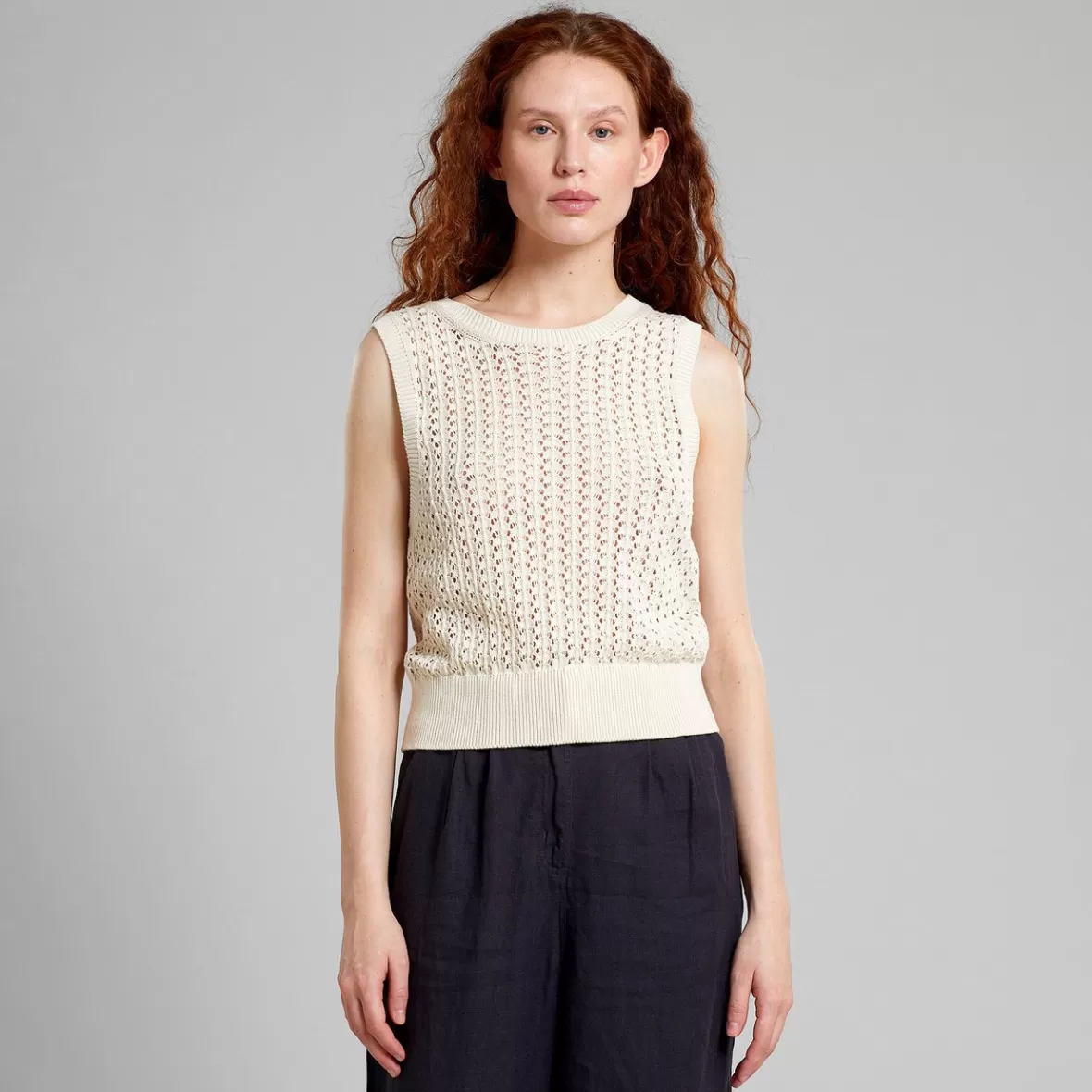 Tops | DEDICATED Top Oskarshamn Crochet Vanilla White