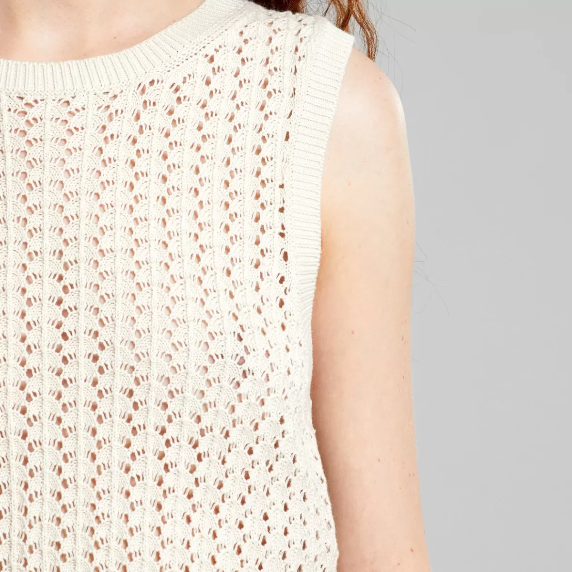 Tops | DEDICATED Top Oskarshamn Crochet Vanilla White