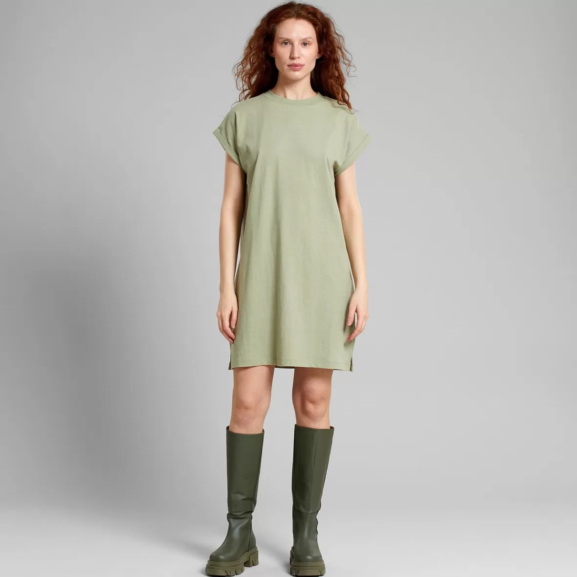 Dresses | DEDICATED T-shirt Dress Eksta Hemp Tea Green