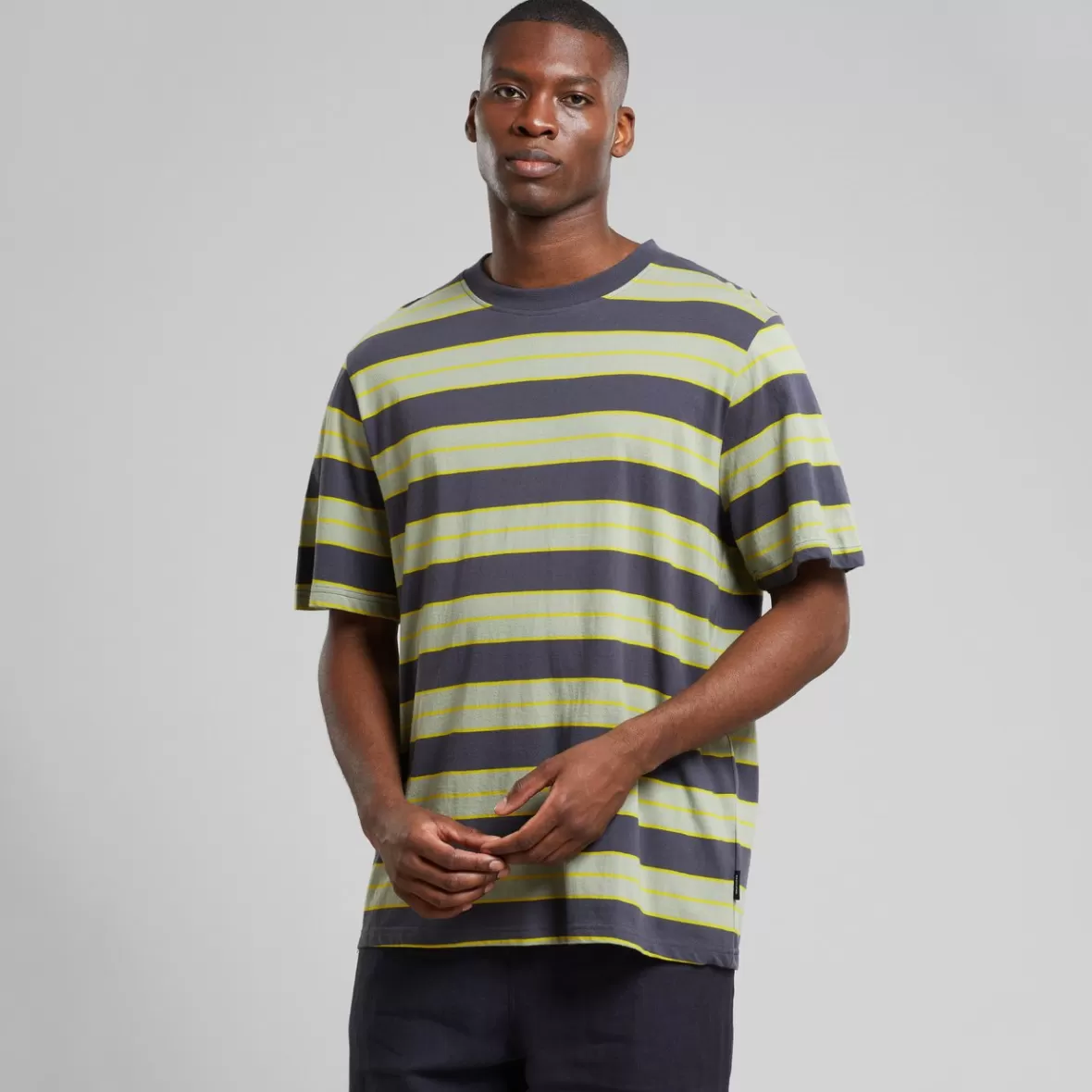 T-Shirts | DEDICATED T-shirt Gustavsberg Retro Stripe Charcoal