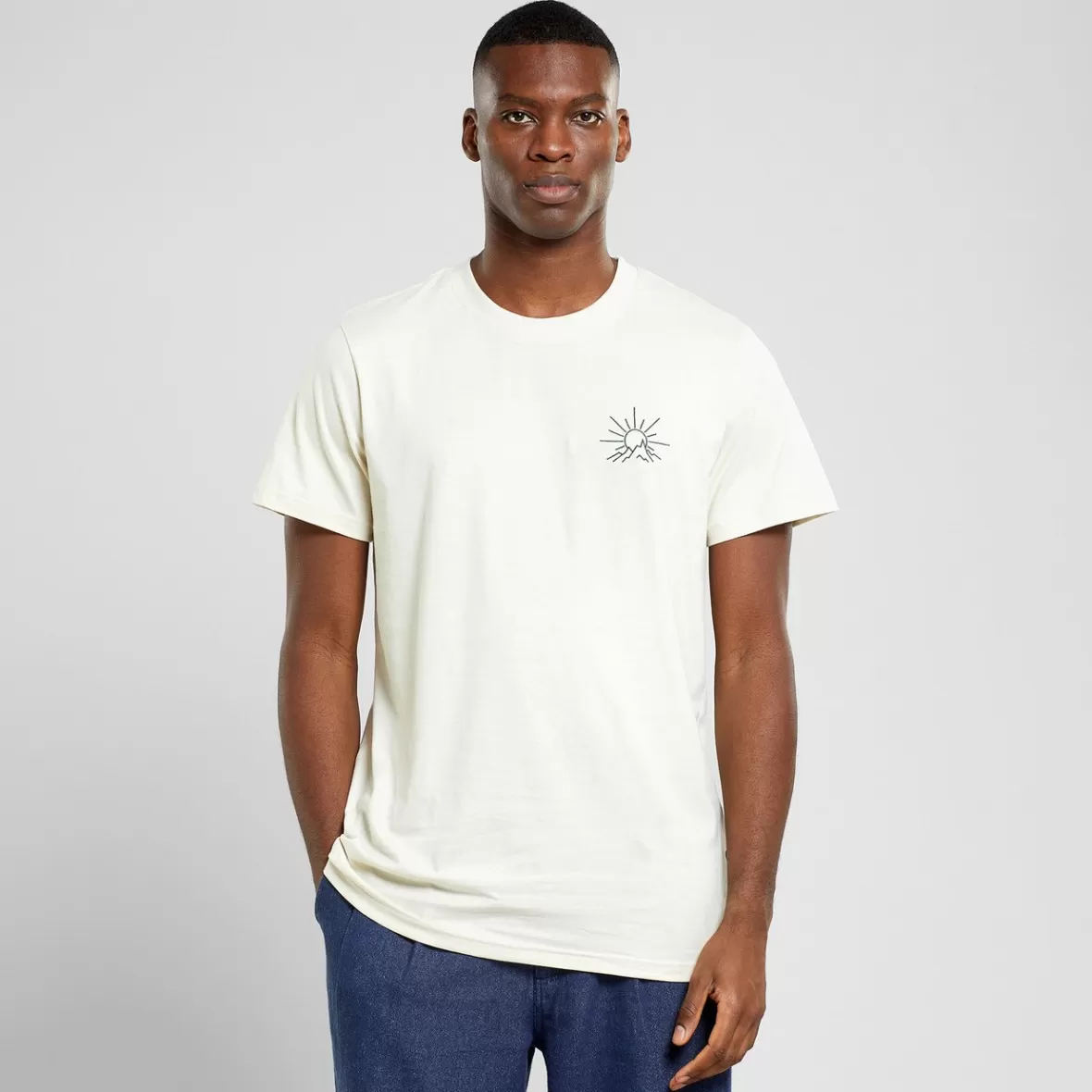 T-Shirts | DEDICATED T-shirt Stockholm Line Mountain Emb Oat White