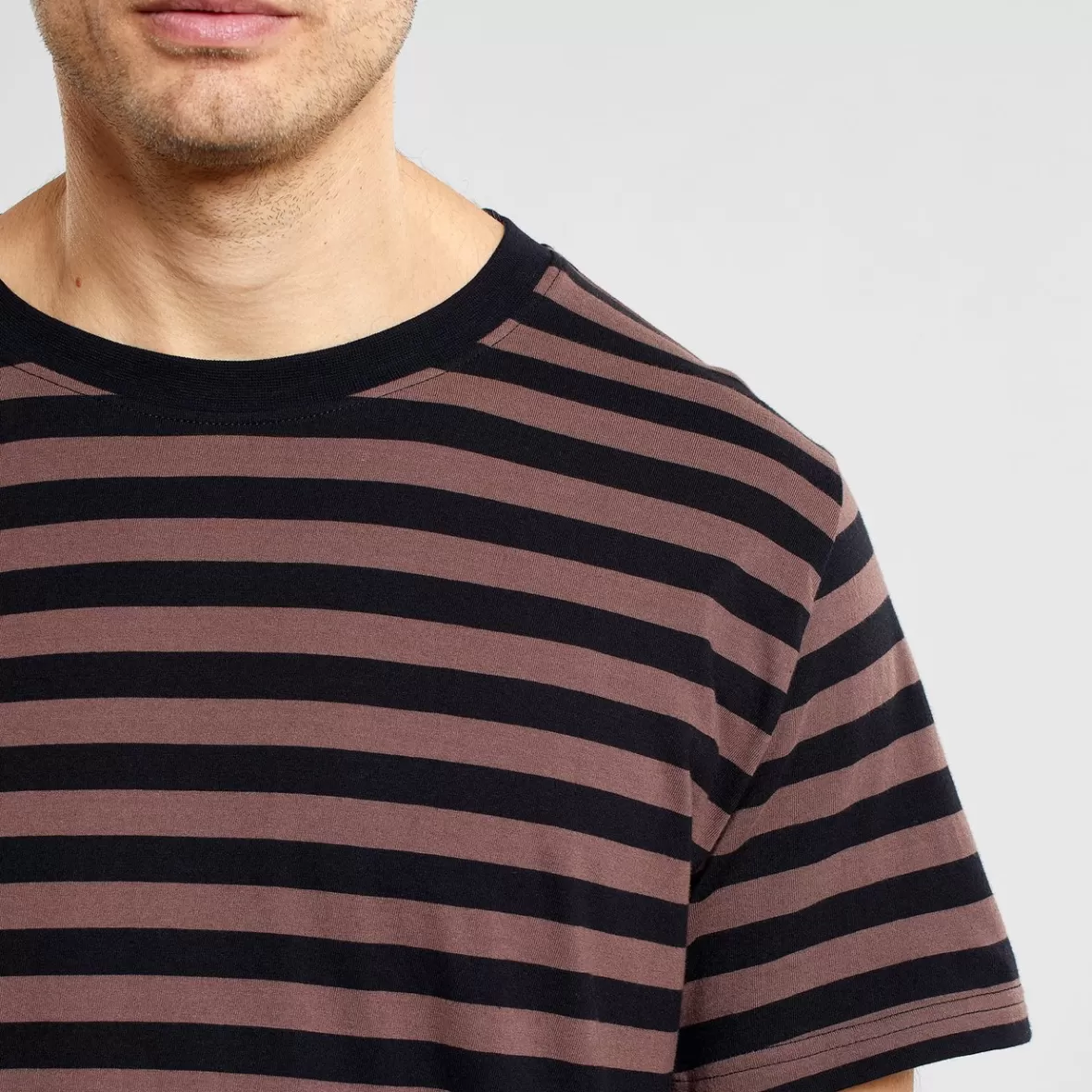 T-Shirts | DEDICATED T-shirt Stockholm Stripes Black/Bag Brown