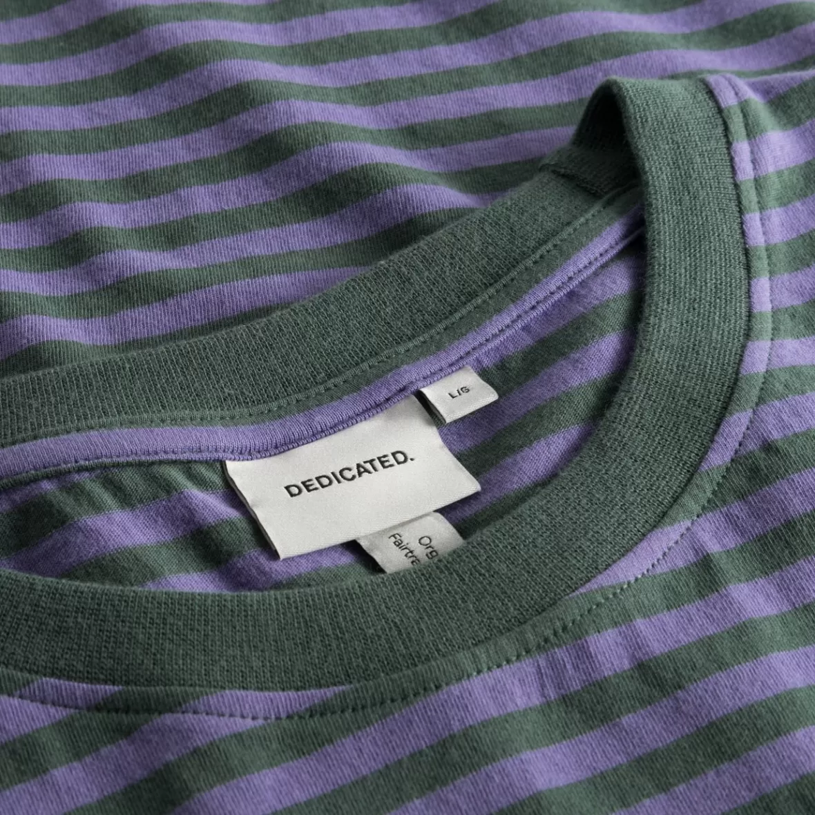 T-Shirts | DEDICATED T-shirt Stockholm Stripes Forest Green/Paisley Purple