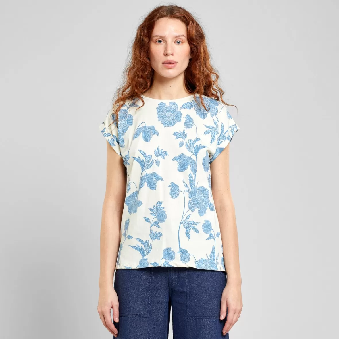 T-Shirts | DEDICATED T-shirt Visby Duotone Floral Oat White