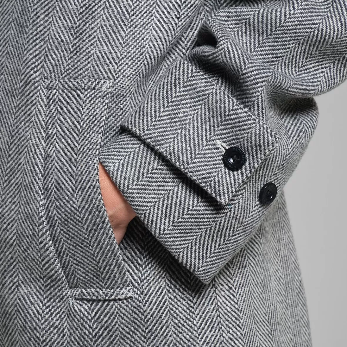 Jackets | DEDICATED Wool Coat Lofsdalen Herringbone Black