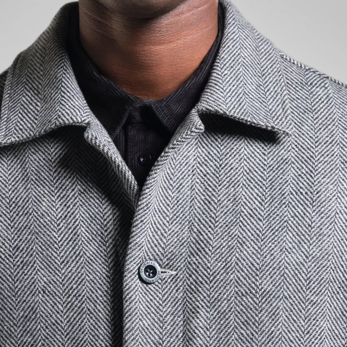 Jackets | DEDICATED Wool Coat Stranda Herringbone Black