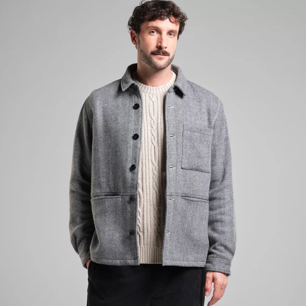 Jackets | DEDICATED Wool Jacket Fagersta Herringbone Black