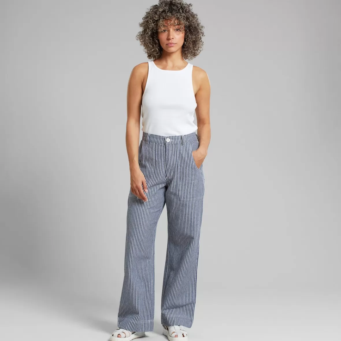 Pants | DEDICATED Workwear Pants Vara Work Stripe Blue