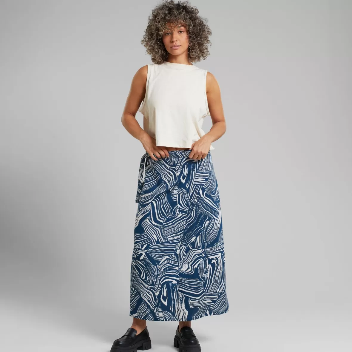 Skirts | DEDICATED Wrap Skirt Stilleryd Clay Swirl Blue